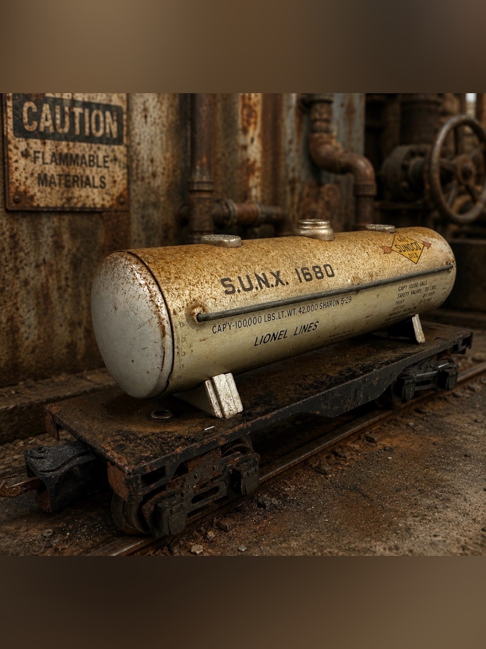 Vintage Lionel Lines SUNX 1680 Sunoco Oil Tank Car O Gauge Prewar Train